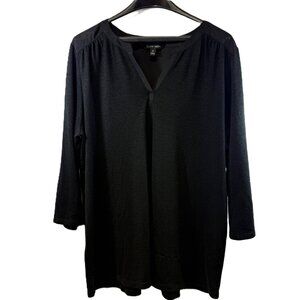 Hawthorn Black Long Sleeve Split Neck Tunic Top Size 1X